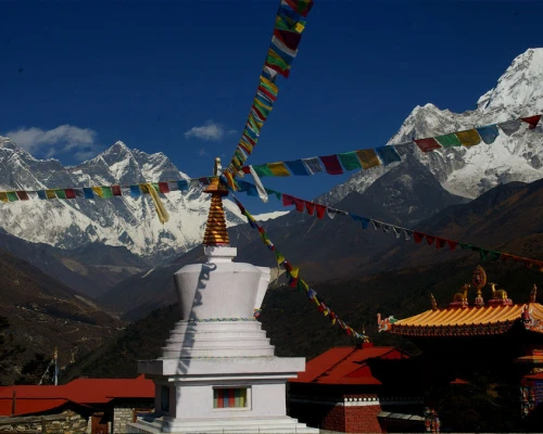 Tengboche Monastery, Everest And Amadambal View